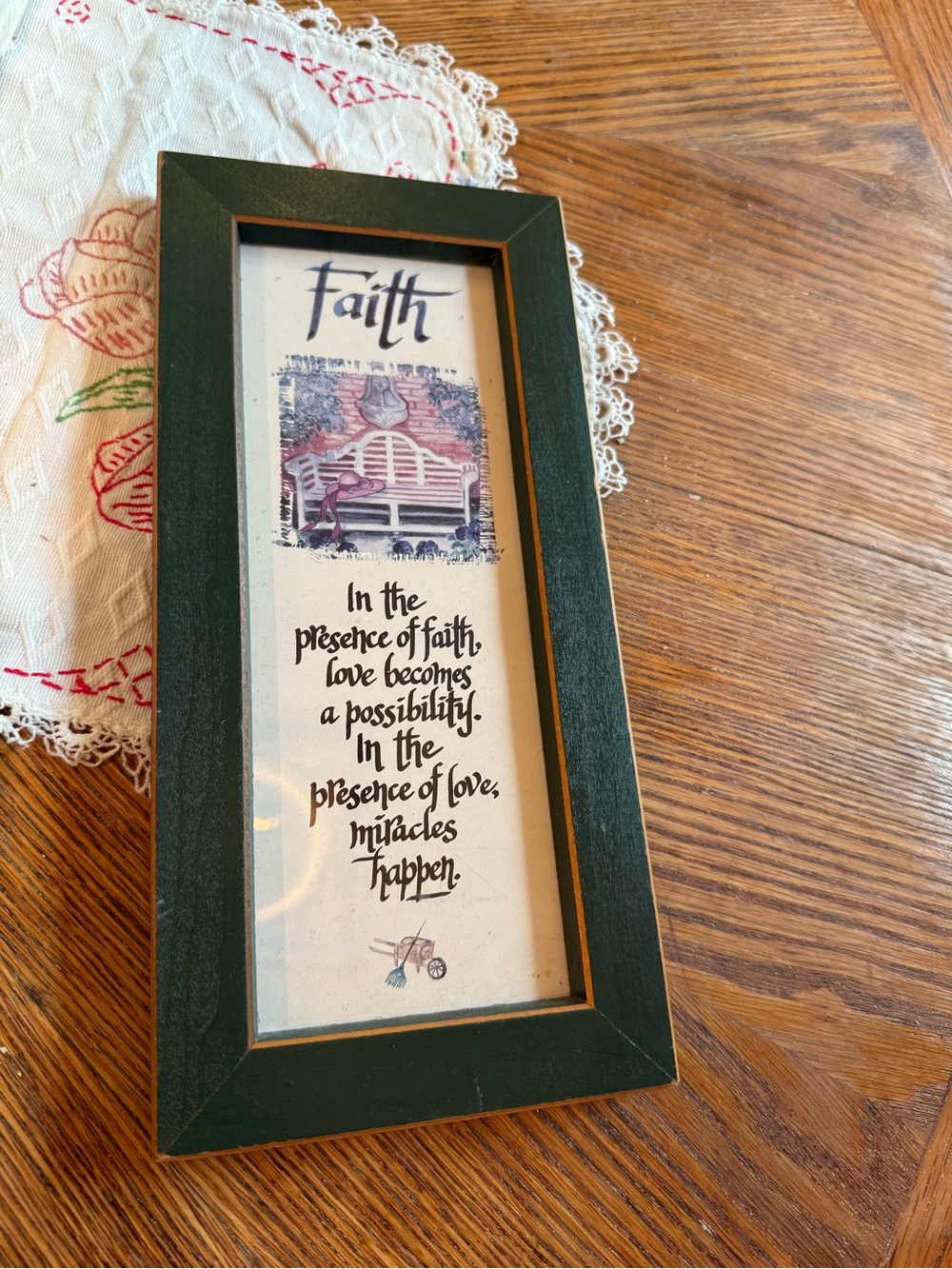 Faith Framed Sentiment Wall Art - Dark Green Frame